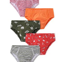 Honeyhap Premium Cotton Elastane Single Jersey Striped Briefs with Bio Finish Pack of 5 - Multicolour-image-73