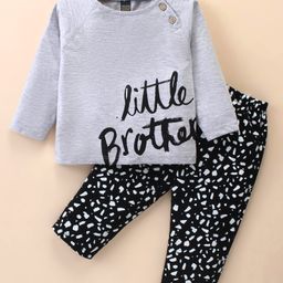 Pepito Interlock Knit Full Raglan Sleeves Night Suit with Text Print - Light Grey-image-37