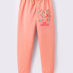 Tango Looper Knit Full Length Lounge Pants with Floral Print - Light Peach-image-22