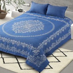 Saral Home Majesty Handmade Cotton Bed Sheet/Cover King with 2 Pillow Covers (100X108)-14