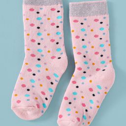 Mustang Cotton Knit Ankle Length Socks with Polka Dots Design - Light Pink-image-99