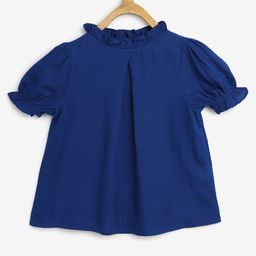 Chuppan Chupai Rayon Half Sleeves Solid Top - Royal Blue-image-36