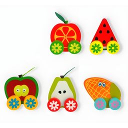 YAMAMA Pull Along Toys For Kids Wooden Fruit Car Pull Along Kids Toys Colorful Wooden Fruits Vehicles Cars Babies Toys Early Learning Development Toys Infant Toys Includes Apple Pear Watermelon Orange Corn - Multicolor-22