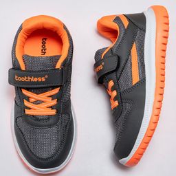 Toothless Colour Blocked & Side Taped With Velcro Closure Shoes - Dark Grey-image-44