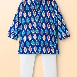 Ridokidz Full Sleeves Abstract Printed Kurta Pyjama - Blue-picture-9