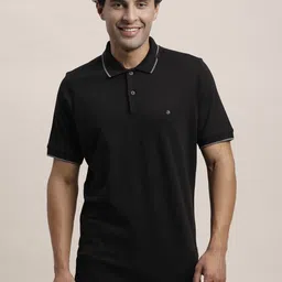Turtle Men Solid Polo Collar Cotton Slim Fit T-shirt-image-42
