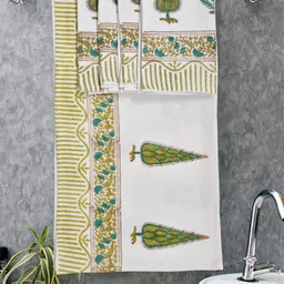 Myntra Elegant Homes Green & White 5 Piece Printed Cotton 210 GSM Towel Set-picture-34