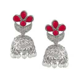 Stefan Rhodium-Plated Floral Jhumkas-image-17