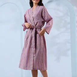 CRAFIQA Printed Pure Cotton Shawl CollarBathRobe image 3