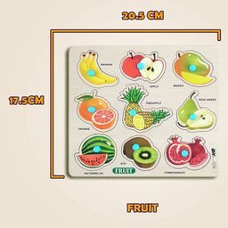 Enorme Mini Wooden Monuments and Fruits Puzzle with Knobs Multicolour - 17 Pieces image 3