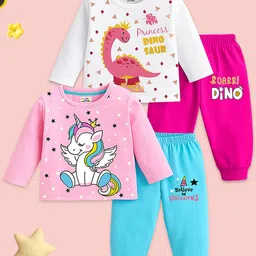 KUCHIPOO Girls Printed T-shirt with Pyjamas-image-22