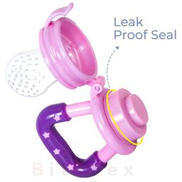 BitFeex Strawberry Silicone Food Fruit Nibbler with Extra Mesh Soft Pacifier Feeder Teether for Infant Baby Elegant BPA Free-Pack of 2pcs image 4