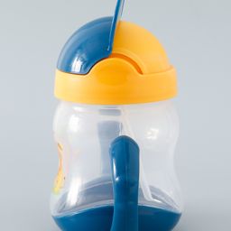 fab n funky Straw Sipper with Twin Handle & Straw Lion Print  Blue - 200 ml image 4