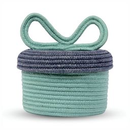 Ariya Kids Storage Basket Sky Blue & Grey Cotton Blend Multipurpose Toy Organizer-17