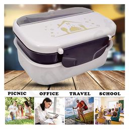 FunBlast Lunch Box with Spoon and Fork - Grey image 5