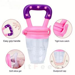 BitFeex Strawberry Silicone Food Fruit Nibbler with Extra Mesh Soft Pacifier Feeder Teether for Infant Baby Elegant BPA Free-Pack of 2pcs image 5
