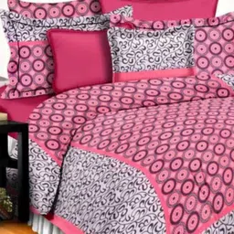 Aura Pink & White Printed 144 TC Queen Bedsheet Set- 2.10 m X 2.30 m-image-73