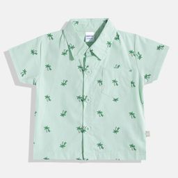 Moms Love Infant Boys Tropical Printed Pure Cotton Casual Shirt-image-85