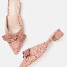 Van Heusen Textured Block Heels Mules-5