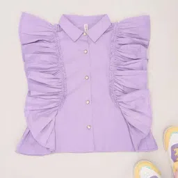 Pantaloons Junior Girls Lavandula Cotton Solid Casual Tops & Tees-picture-23