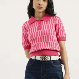 United Colors Of Benetton Pink Cotton Regular Fit Printed Polo Top-picture-30