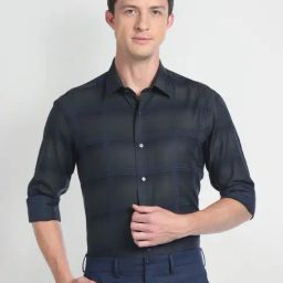 Arrow New York Green Cotton Slim Fit Checks Shirt-image-76
