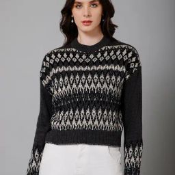 Cantabil Black Self Design Sweater-image-89