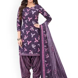 SALWAR STUDIO Floral Printed Pure Cotton Unstitched Dress Material-image-89