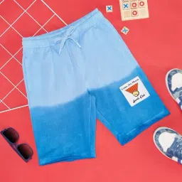 Pantaloons Junior Aster Blue Cotton Color Block Shorts-image-82