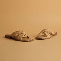 Eridani Women's Gemma Beige Cross Strap Sandals-image-99