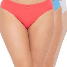 Clovia Red & Blue Cotton Thong - Pack Of 3-image-33