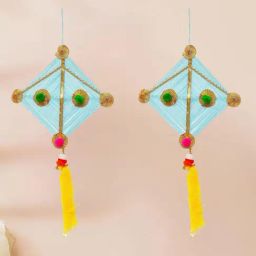 eCraftIndia Multicolor Woollen Kite Hanging Decoration (Pack of 2)  Home Decor Items-16