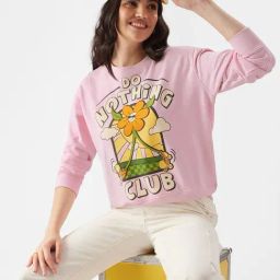 The Souled Store Pink Cotton Printed Sweatshirt-picture-47