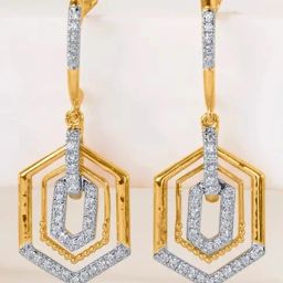 P.N.Gadgil Jewellers 14KT Yellow Gold and Diamond Drop Earring for Women-image-70