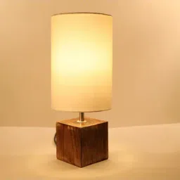 Homesake White & Brown Wood E27 Antique Base Table Lamp - Set of 1-44