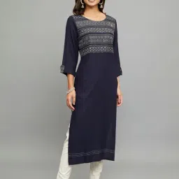 paislei Navy Embellished A Line Kurta-28