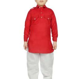 SG Yuvraj Kids Red & White Solid Kurta with Pyjama-image-69