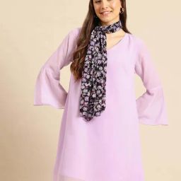 Qurvii Lavender Casual Dress-image-36