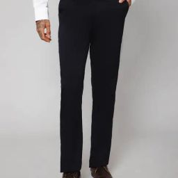 Cantabil Dark Navy Regular Fit Flat Front Trousers-picture-18