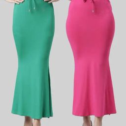 TWIN BIRDS Green & Pink Plain Saree Shapewear - Pack Of 2-image-82