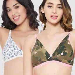 Clovia Multicolor Printed Non Padded Bra (Pack of 2)-image-63