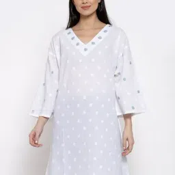 DART STUDIO White Cotton Embroidered A Line Kurta-85