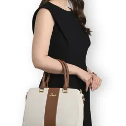 Lavie Off White Willow Color Block Medium Leather Satchel-picture-27