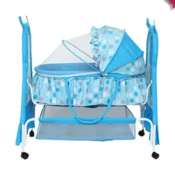 Kiddery Blue Baby Bassinet with Mosquito Protection Net (Age 0-8 Months)-image-38