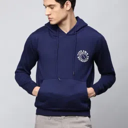 Dennis Lingo Navy Blue Regular Fit Hooded Sweatshirts-image-58