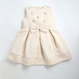 Cherry Crumble By Nitt Hyman Kids Cream Embellished Dress-image-77