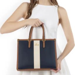 Lavie Navy Elissa Color Block Large Leather Satchel-picture-1