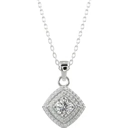 Silvermist 925 Sterling Silver Octagon Diamond Chain Pendant for Women & Girls-image-39