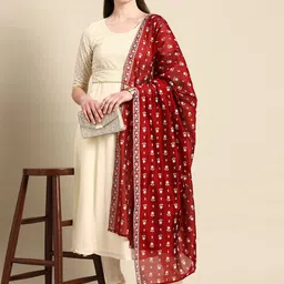 Anouk Women Cream-Coloured Yoke Design Kurta with Palazzos & With Dupatta image 4
