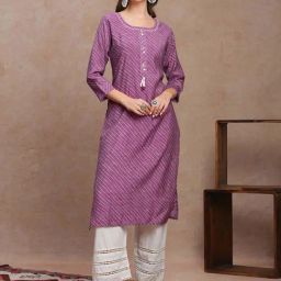 Fashor Purple Embroidered Straight Kurta-image-7